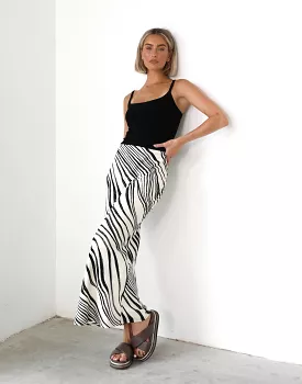 Sye Maxi Skirt, White/Black Print