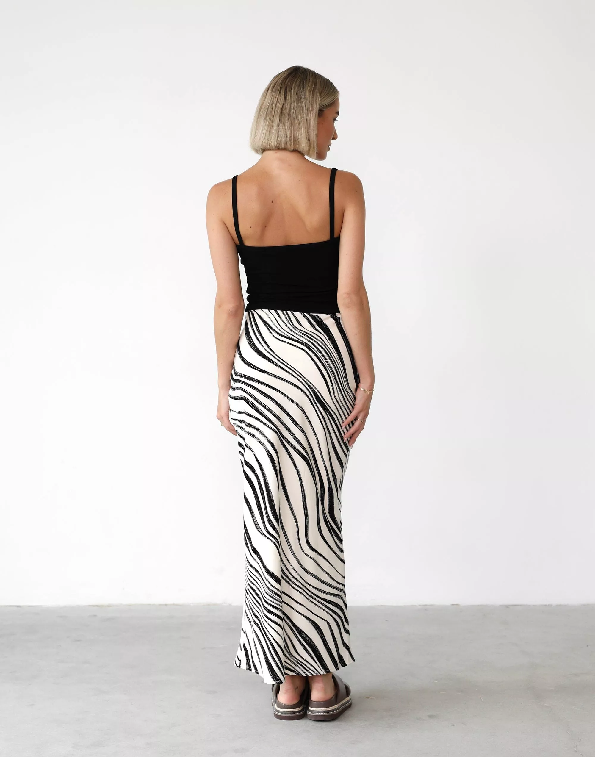 Sye Maxi Skirt, White/Black Print