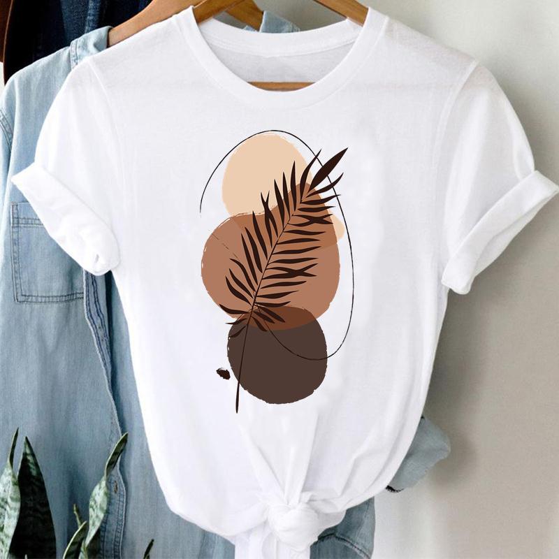 T-shirts for Women - Short Sleeve Plant Print Summer Beach Trendy Graphic Tee