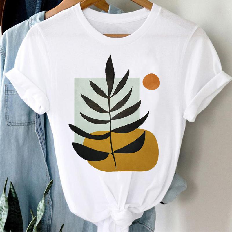 T-shirts for Women - Short Sleeve Plant Print Summer Beach Trendy Graphic Tee