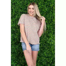 Taupe and White Striped Casual Top - search result