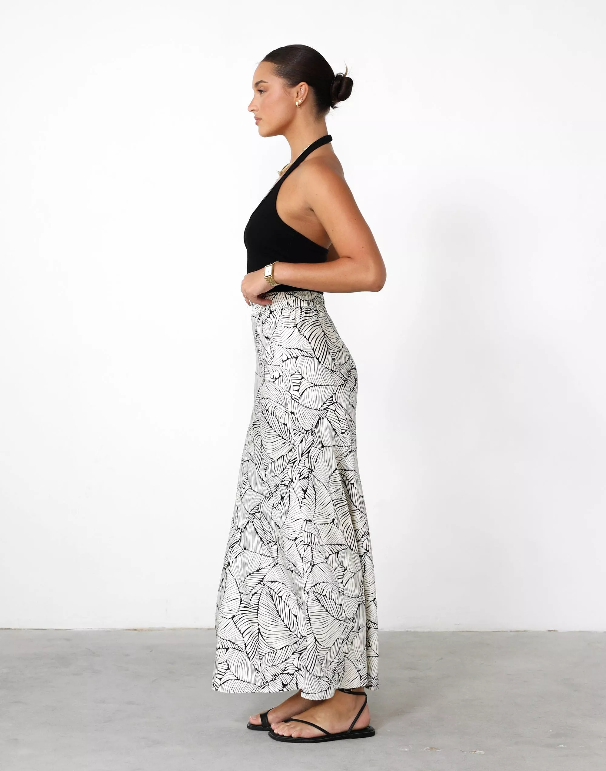 Teena Maxi Skirt Cream/Black Print