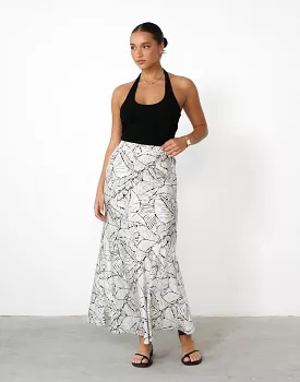 Teena Maxi Skirt Cream/Black Print