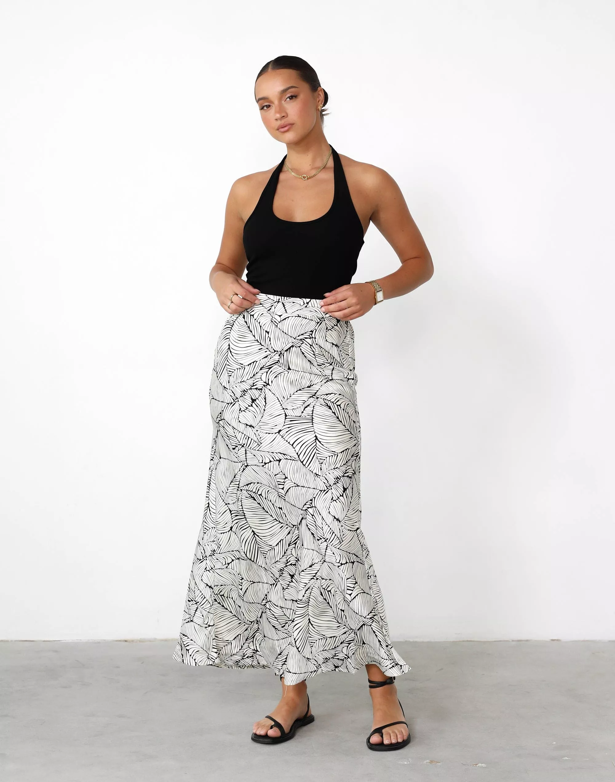 Teena Maxi Skirt Cream/Black Print