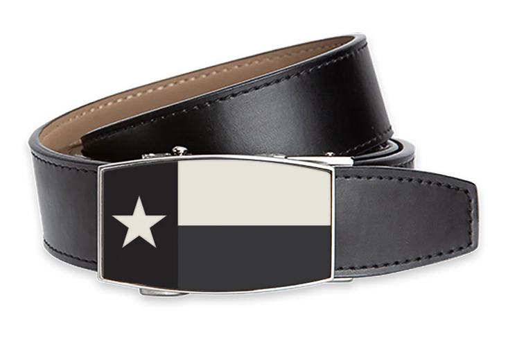 Texas Flag Dress Belt, Black Aston Black 1 3/8 Strap