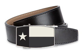 Texas Flag Dress Belt, Black Aston Black 1 3/8 Strap