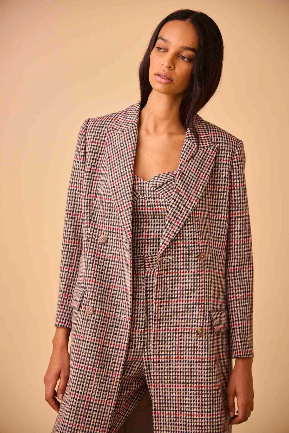 Tweed Coat for Travel - Clarence Houndstooth