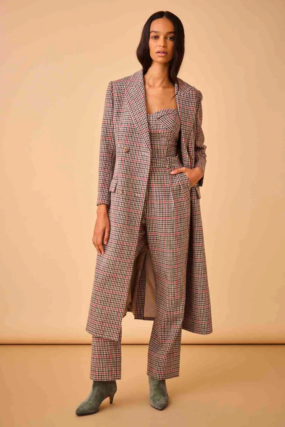 Tweed Coat for Travel - Clarence Houndstooth