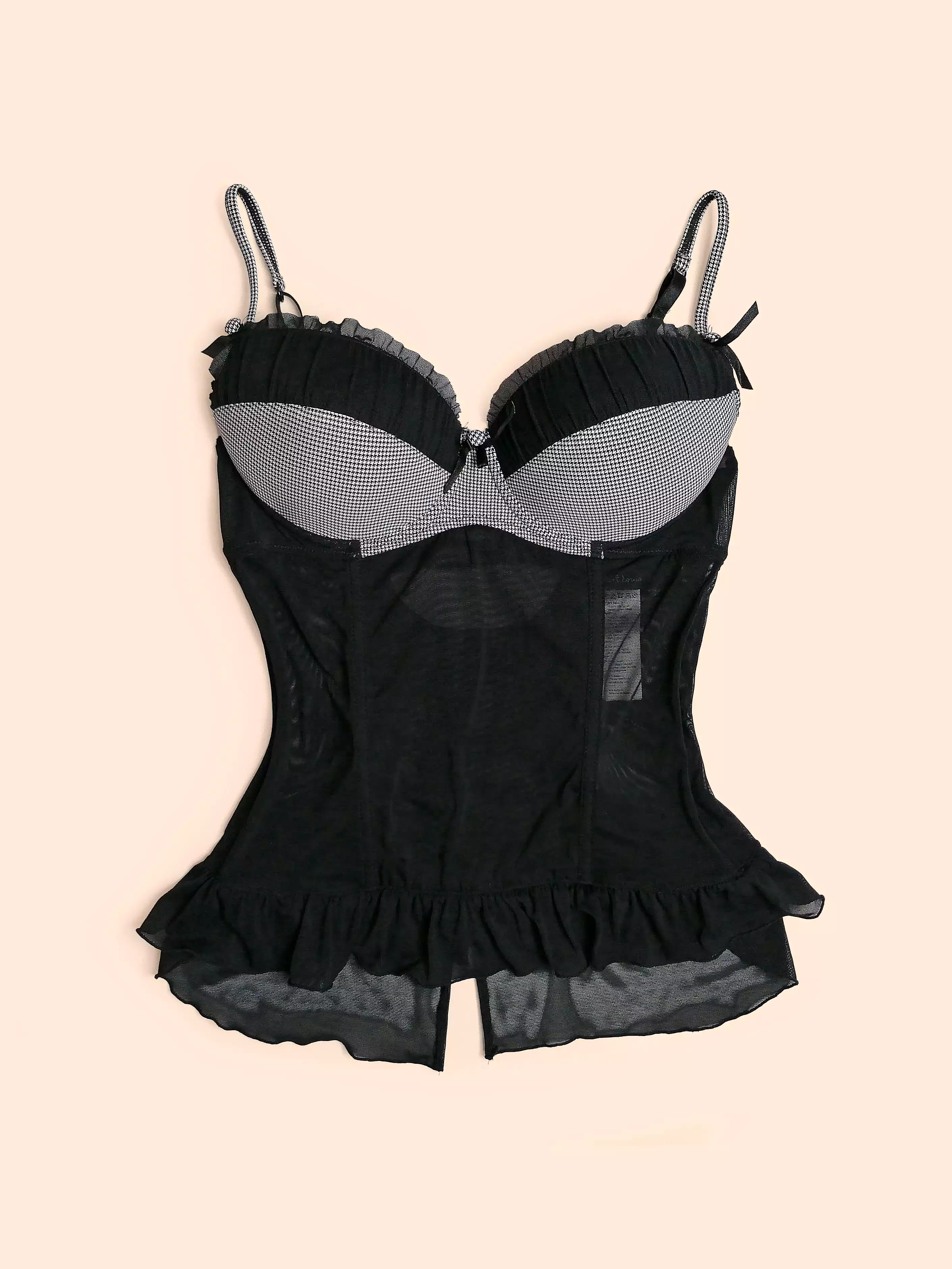 Tulle Mesh Corset Underwire Bra Size 80C