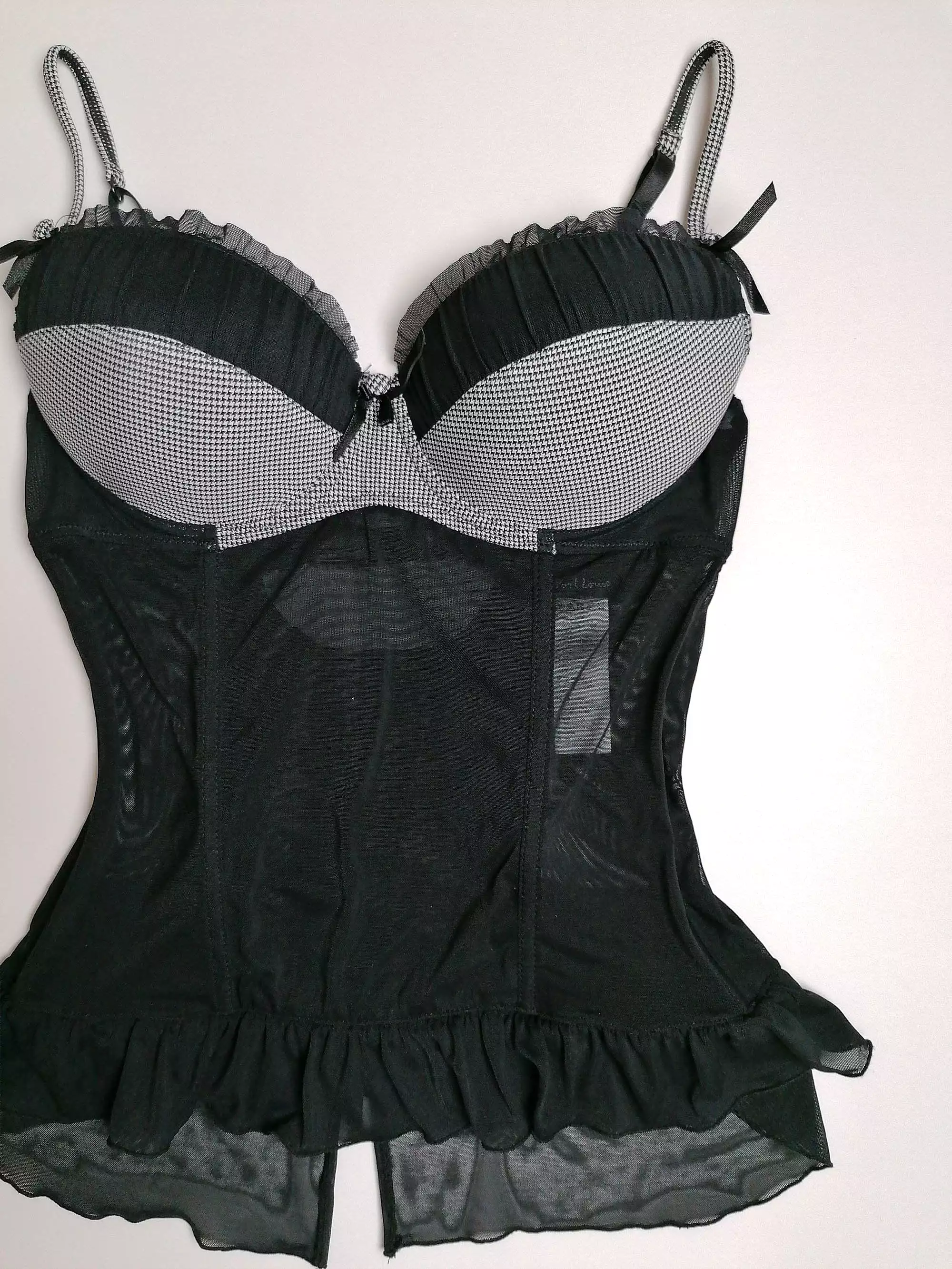 Tulle Mesh Corset Underwire Bra Size 80C