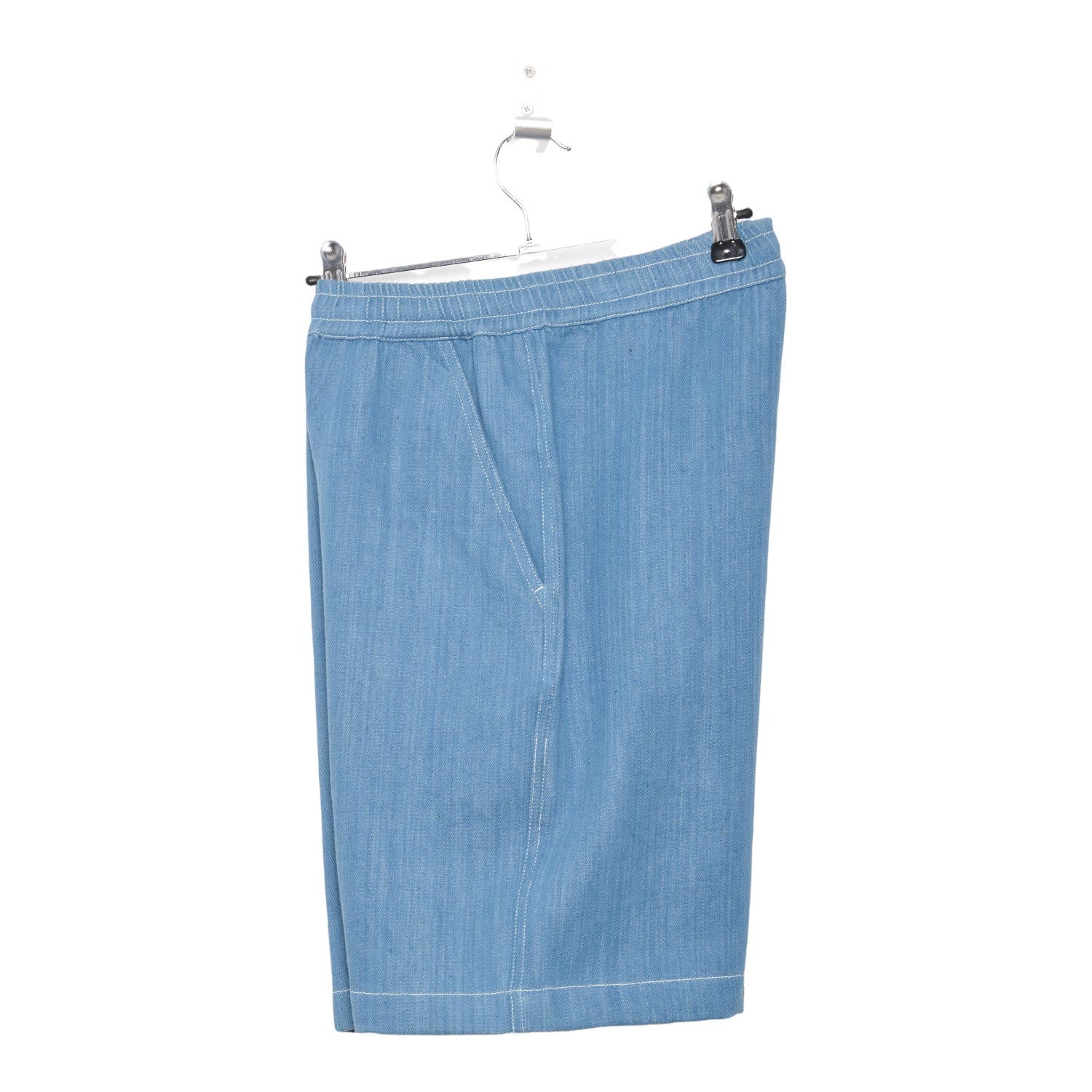 Universal Works Long Beach Shorts - Handloom Denim - Pale Indigo - P26013