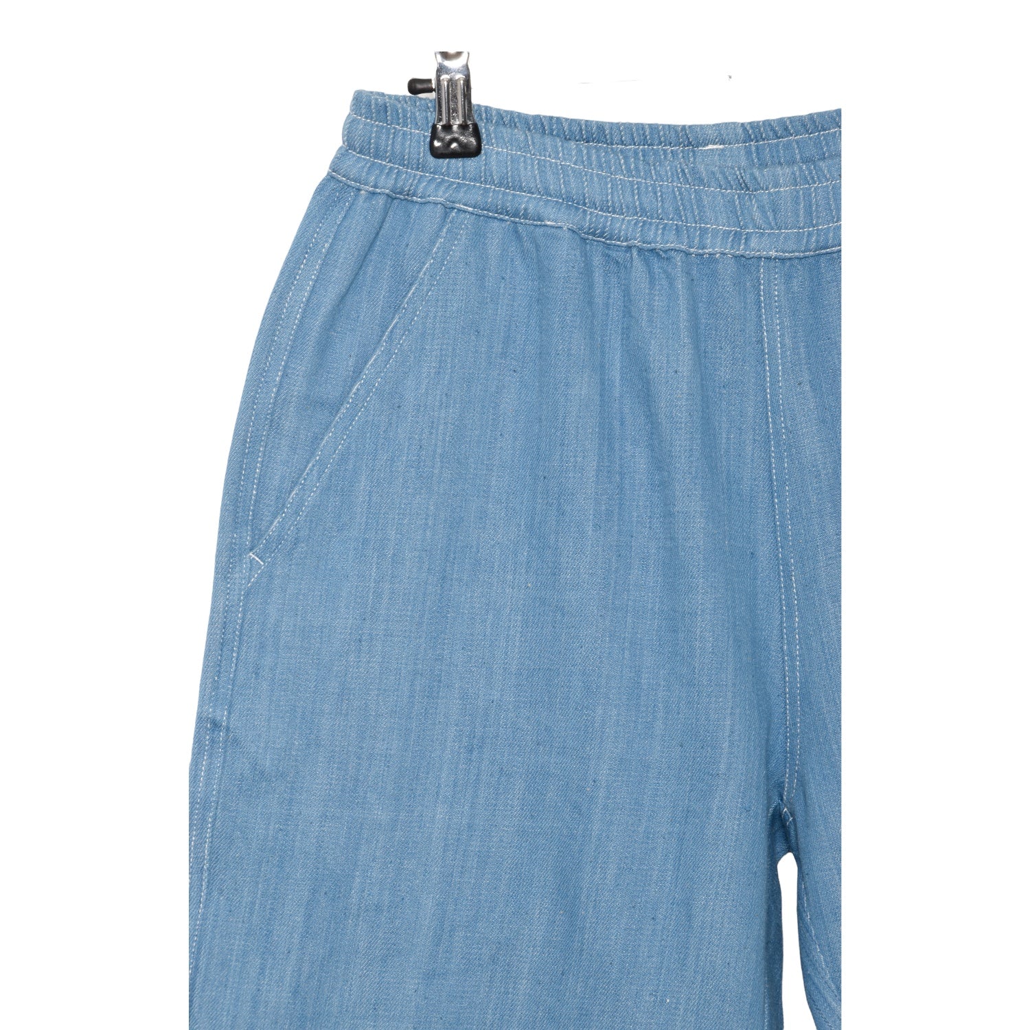 Universal Works Long Beach Shorts - Handloom Denim - Pale Indigo - P26013