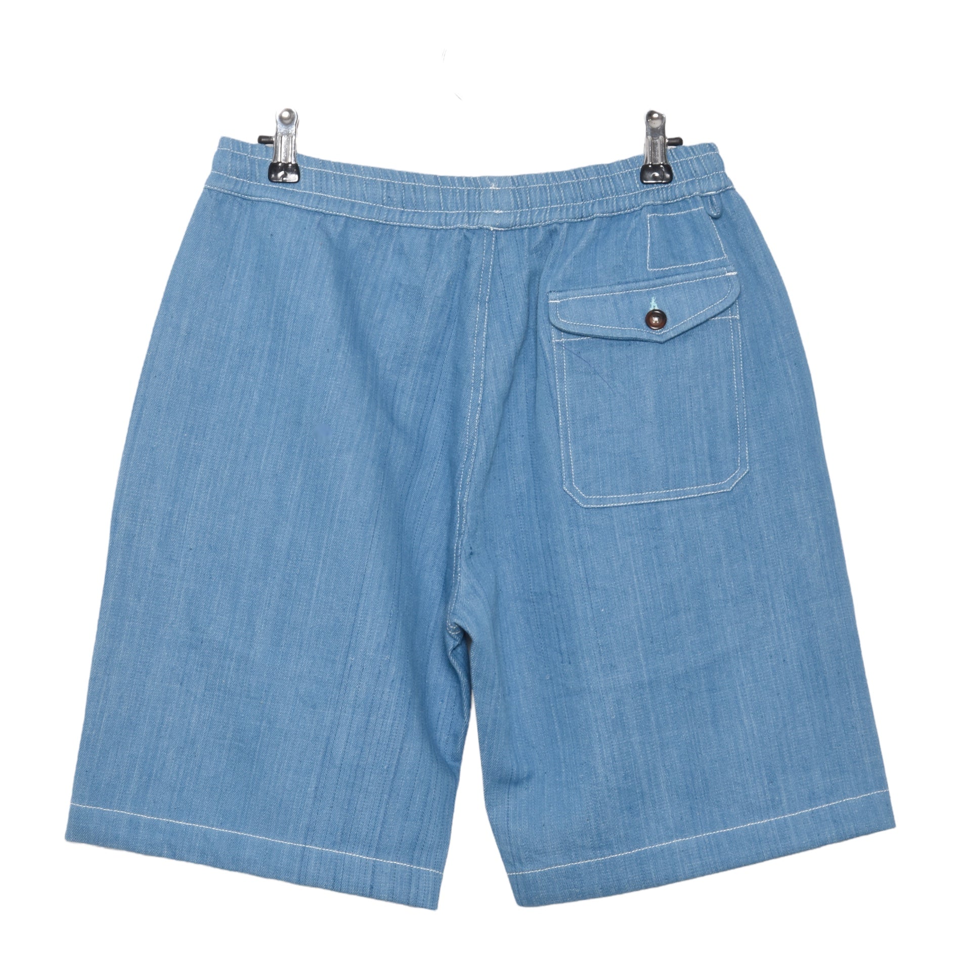 Universal Works Long Beach Shorts - Handloom Denim - Pale Indigo - P26013