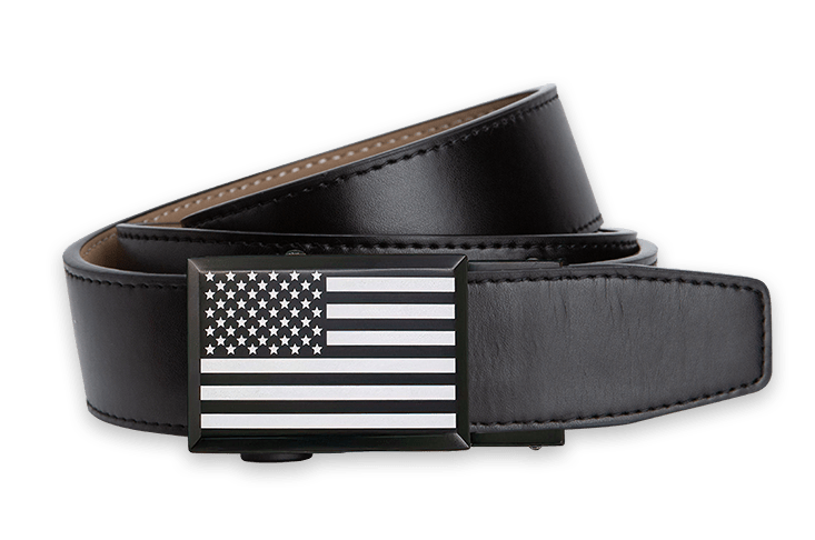 USA Flag Black Dress Belt, 1 3/8 Strap - Heritage Classic