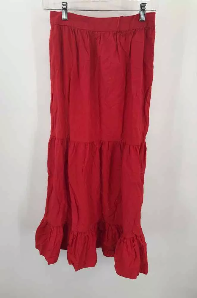 Used Japanese Red Medium Midi Skirt