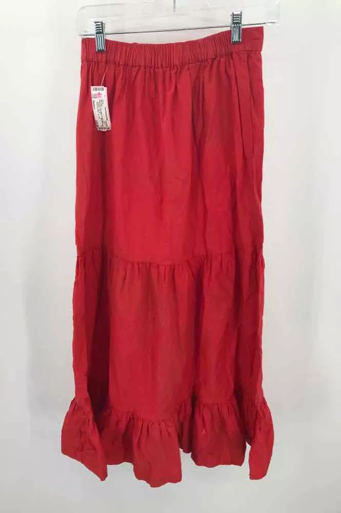 Used Japanese Red Medium Midi Skirt