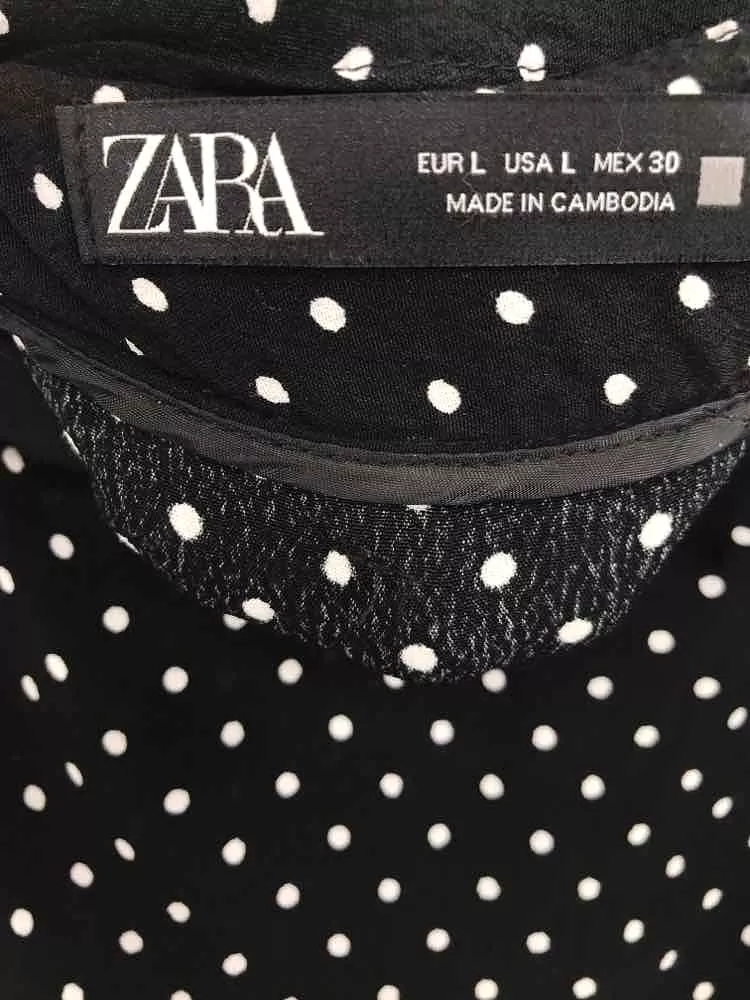 Used Zara Black Polka Dot Skort Mini Skirt, Size Large