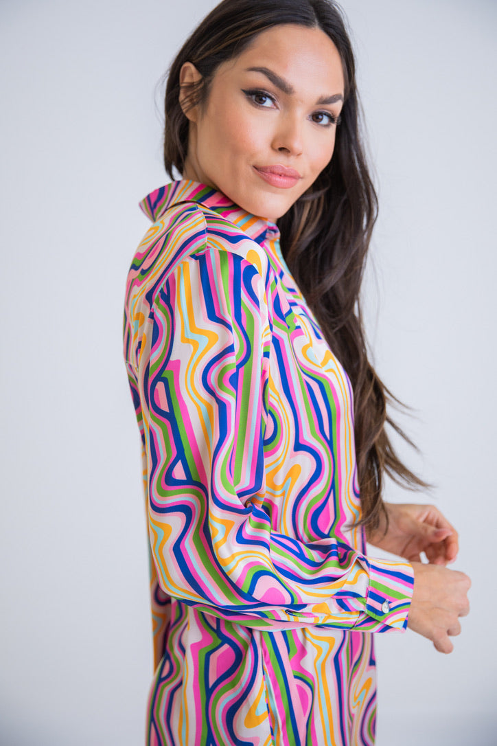 Vibrant Geometric Print Dress