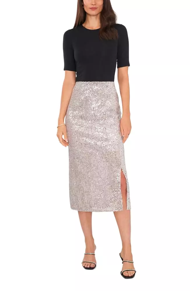 Vince Camuto Silver Maxi Skirt with Side Slit - Size 027 - Buy Now