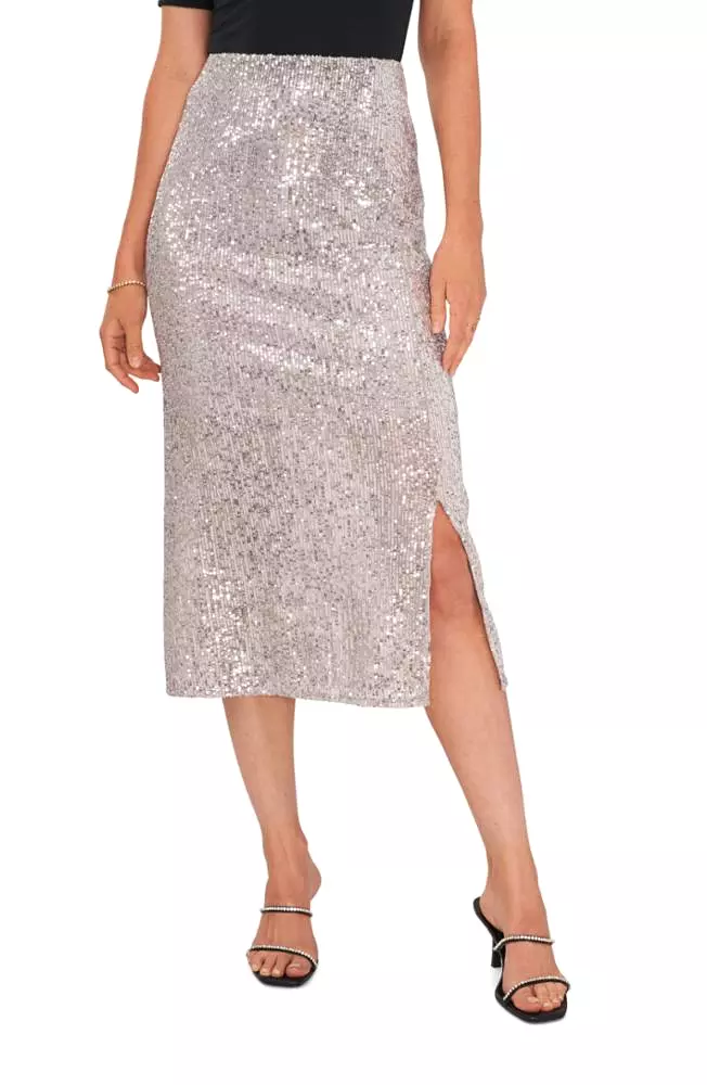 Vince Camuto Silver Maxi Skirt with Side Slit - Size 027 - Buy Now