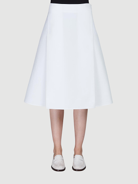 White Cotton A-Line Midi Skirt