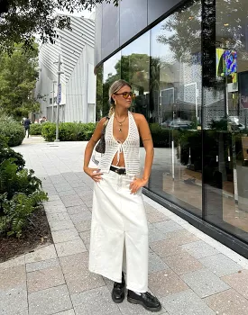 White Denim Maxi Skirt