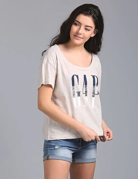 White GAP Women's Glitter Print Short Sleeve Tee