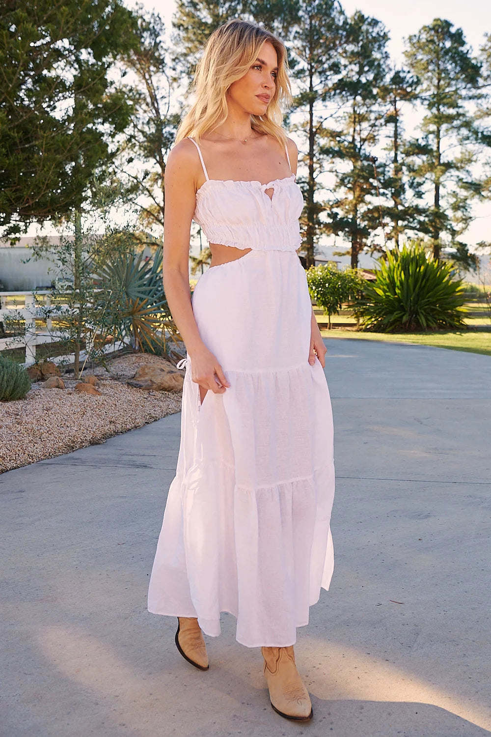 White Linen Maxi Dress - Wilder Collection