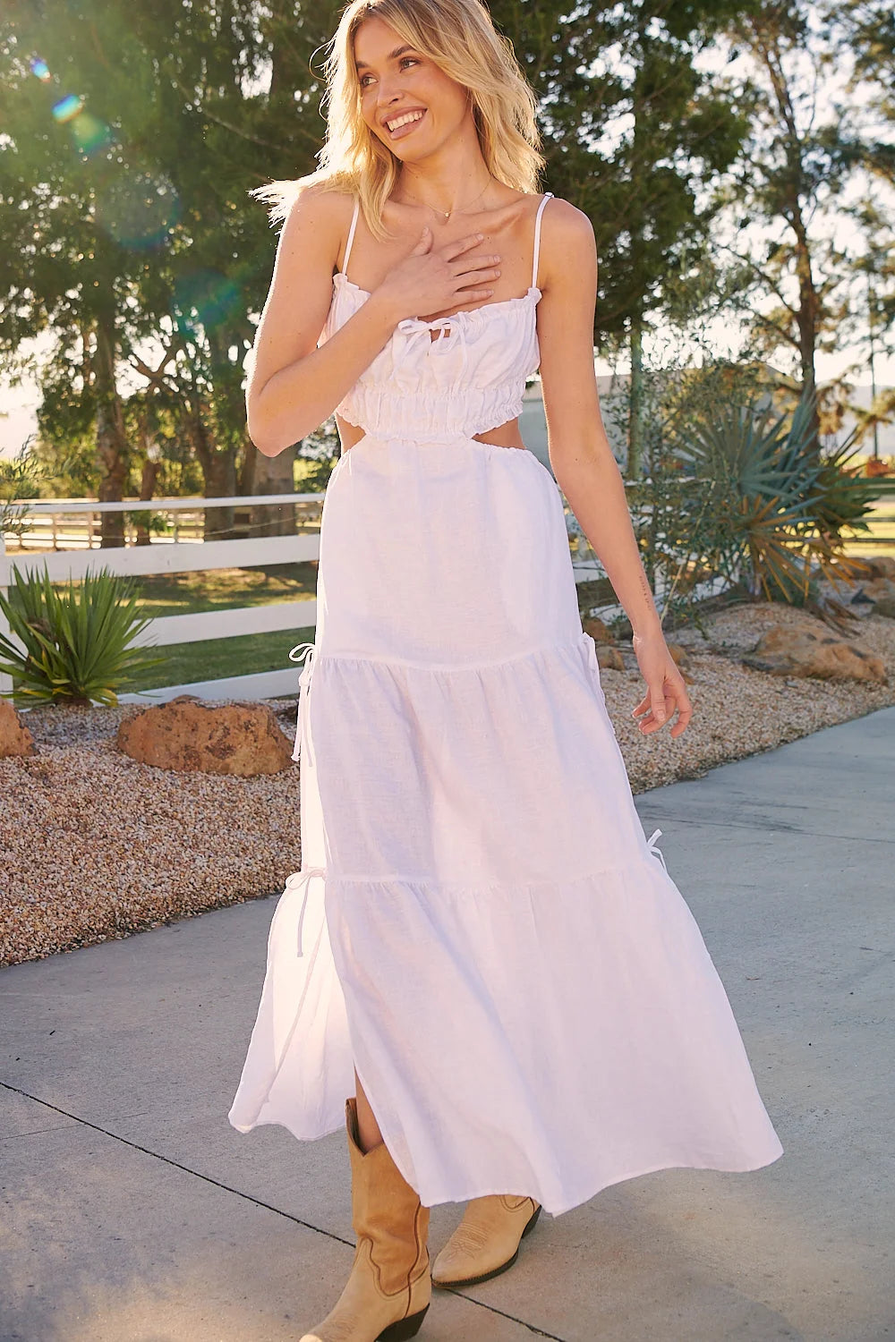 White Linen Maxi Dress - Wilder Collection