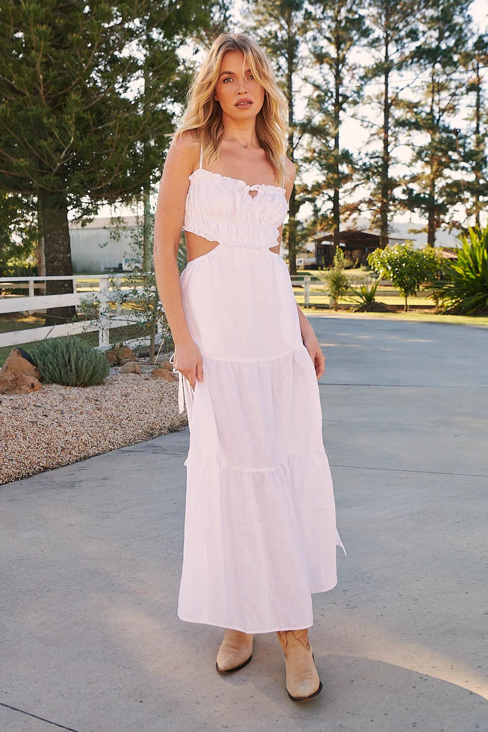 White Linen Maxi Dress - Wilder Collection