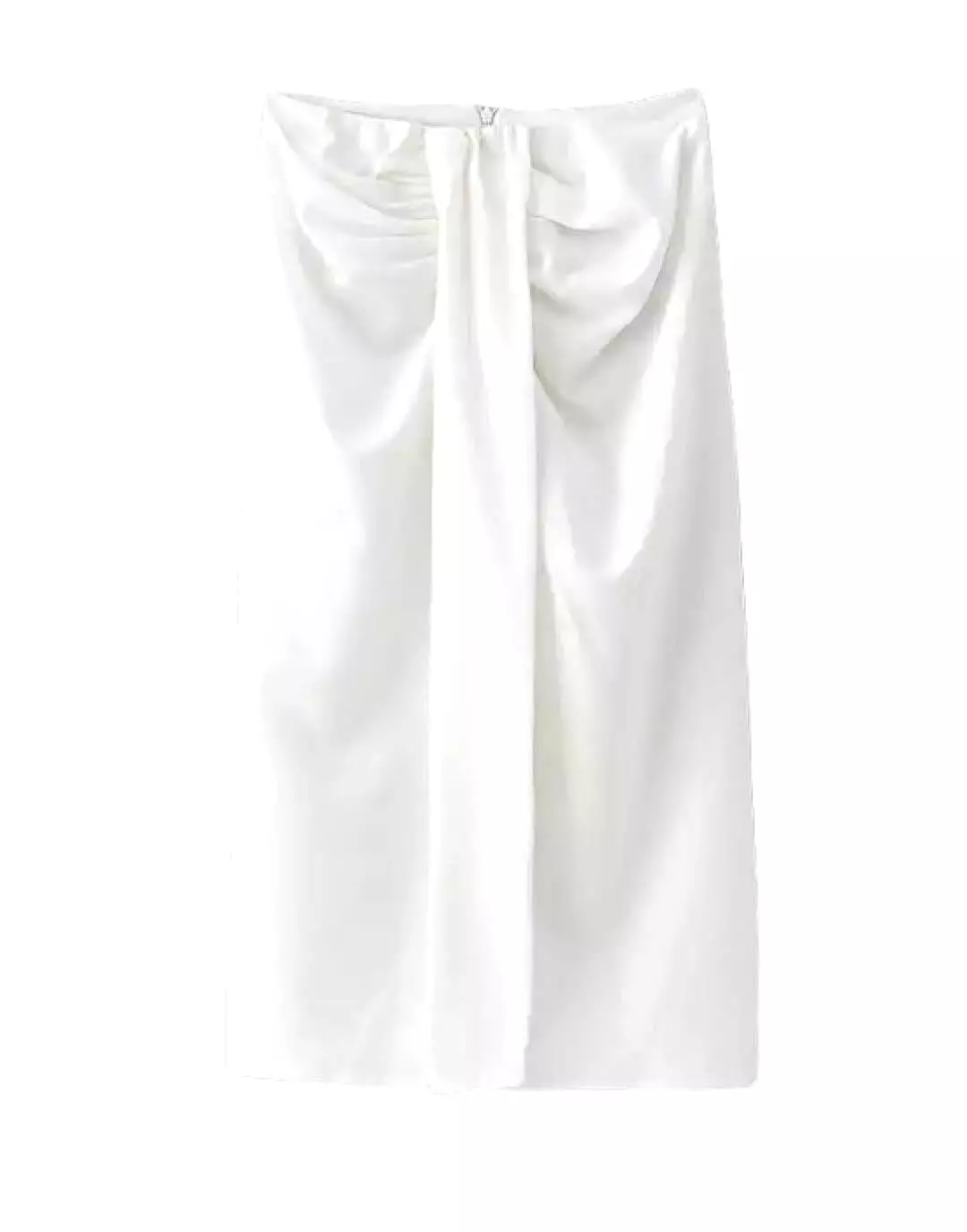 White Ruched Midi Skirt