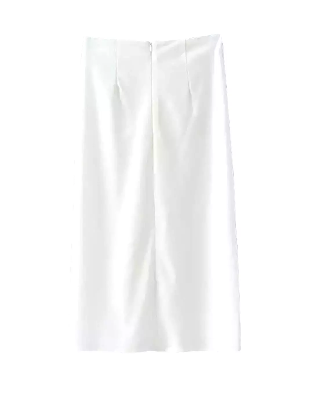 White Ruched Midi Skirt