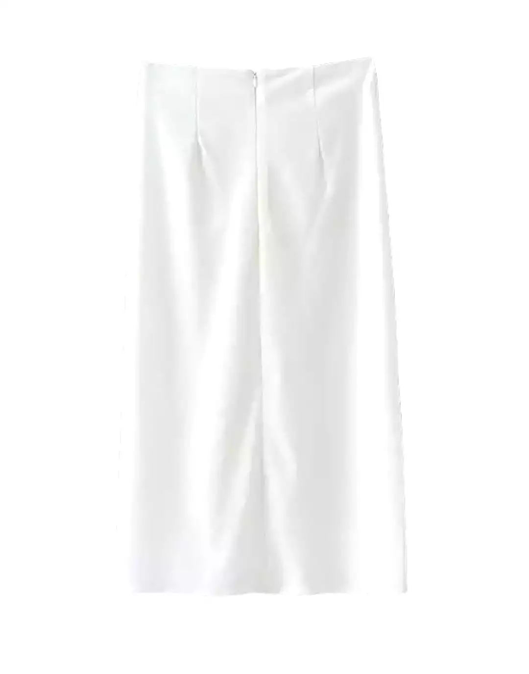 White Ruched Midi Skirt