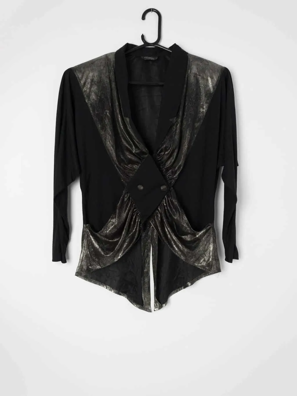 Rimini Semi Sheer Blazer Style Blouse with Shoulder Pads for Women in the 1980s - Medium / Large