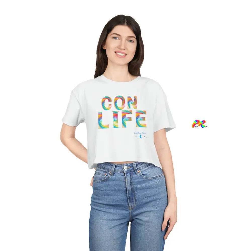 Women's Con Life Short Sleeve Flowy Crop Top - Buy Now