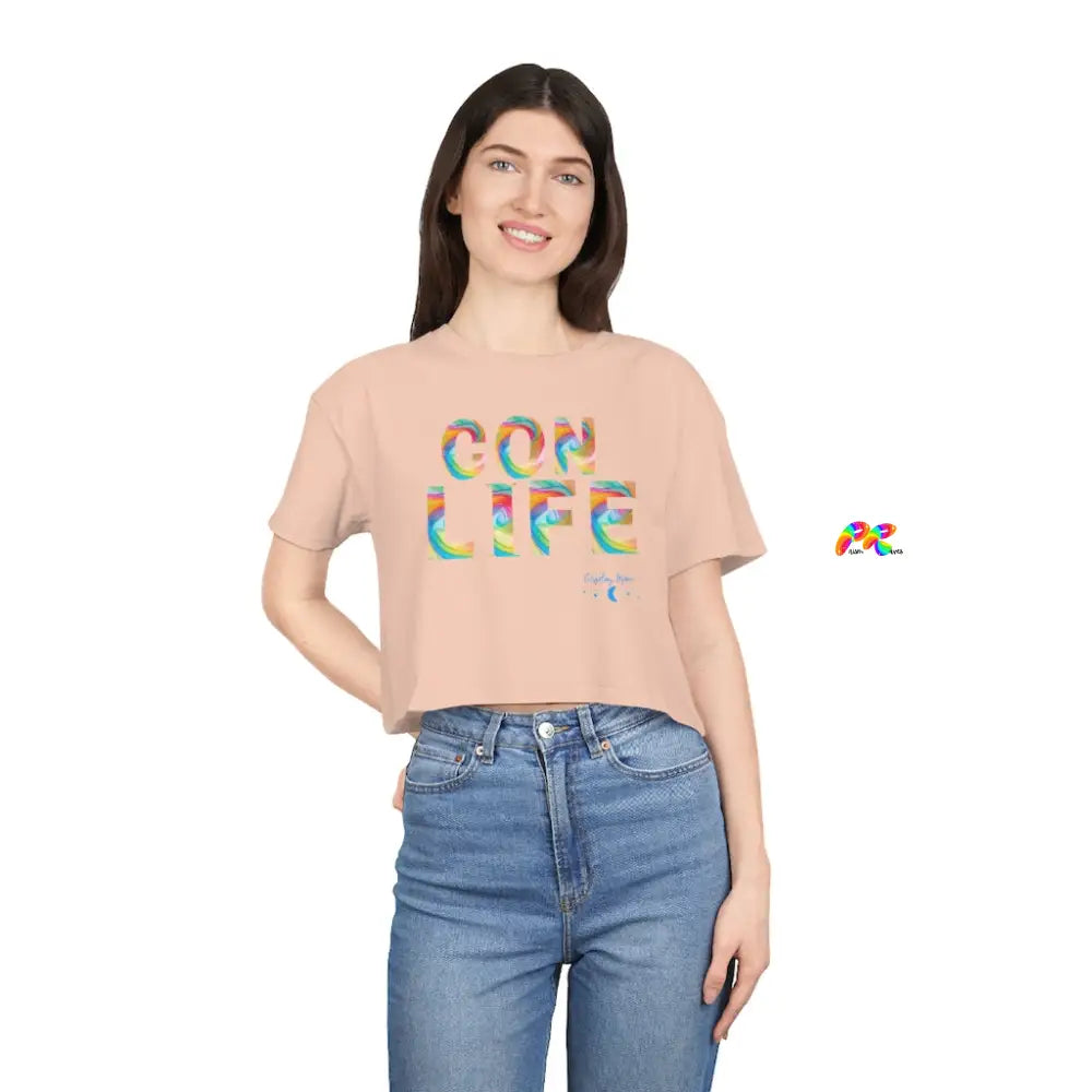 Women's Con Life Short Sleeve Flowy Crop Top - Buy Now