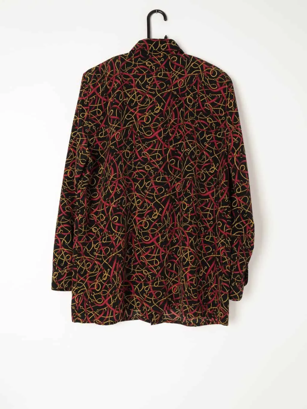 Chain Print Blouse Red Gold - Extra Large from the 1980s for Women