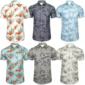 Xact Men's Short Sleeve Cotton Hawaiian Floral Shirt