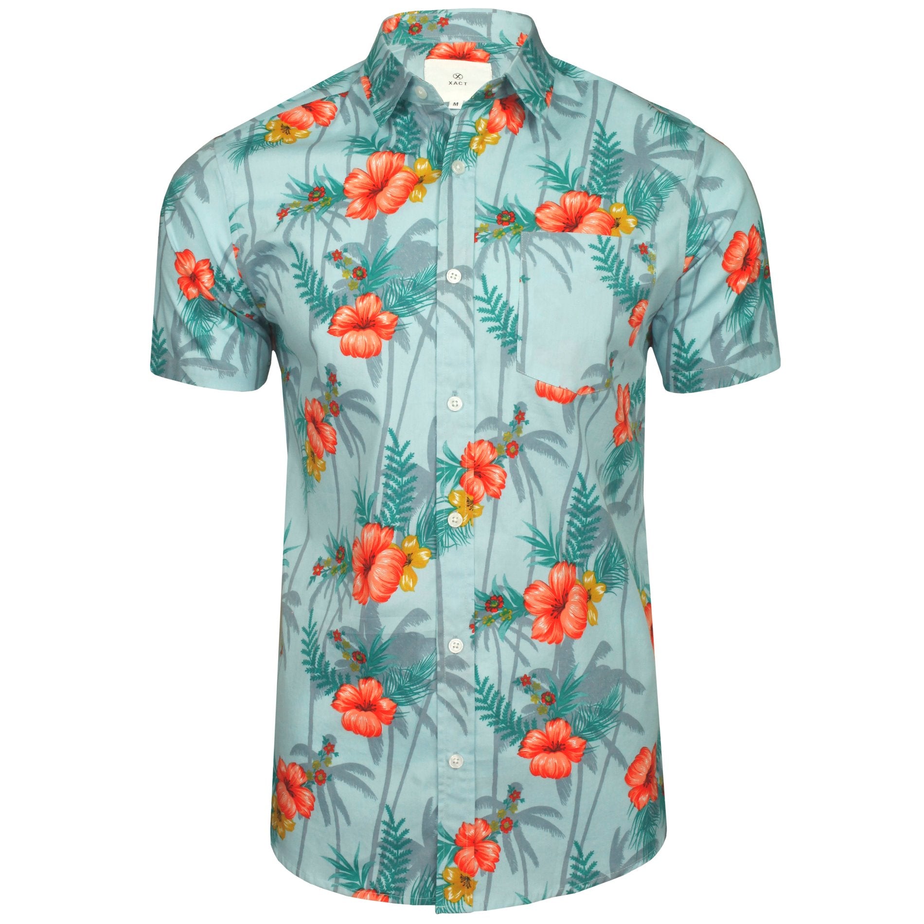 Xact Men's Short Sleeve Cotton Hawaiian Floral Shirt