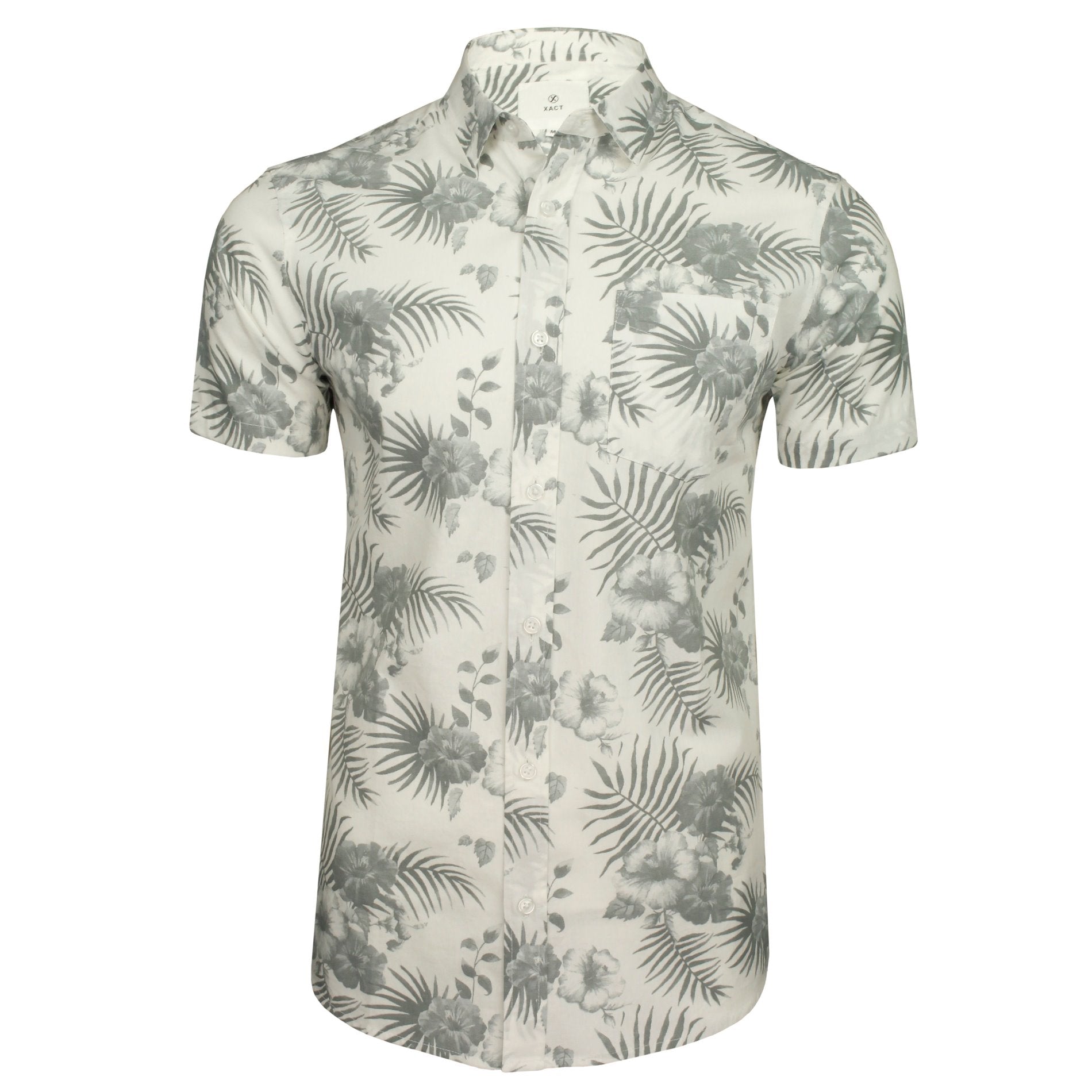 Xact Men's Short Sleeve Cotton Hawaiian Floral Shirt