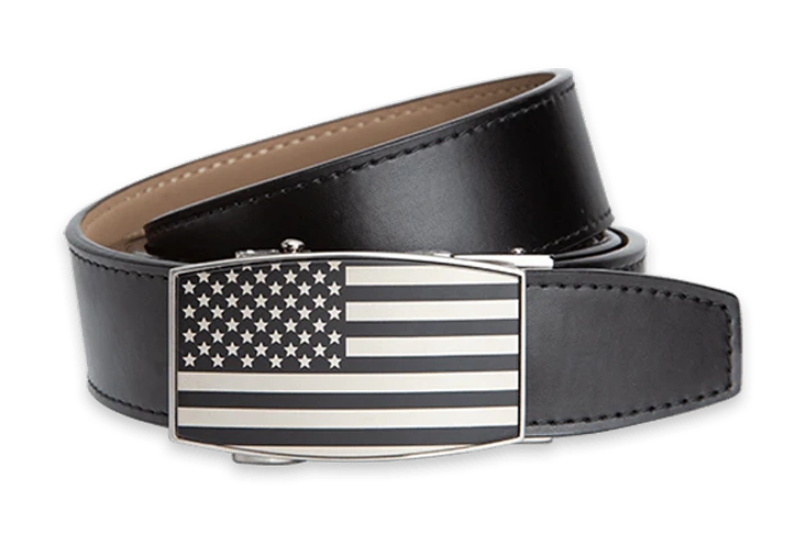 XL USA Flag Black Aston Black Dress Belt- 1 3/8 Strap