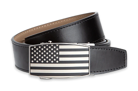 XL USA Flag Black Aston Black Dress Belt- 1 3/8 Strap