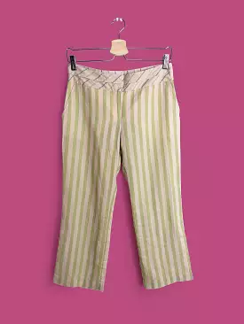 Y2K MANGO Striped Linen Capris - XS Size, 3/4 Flared