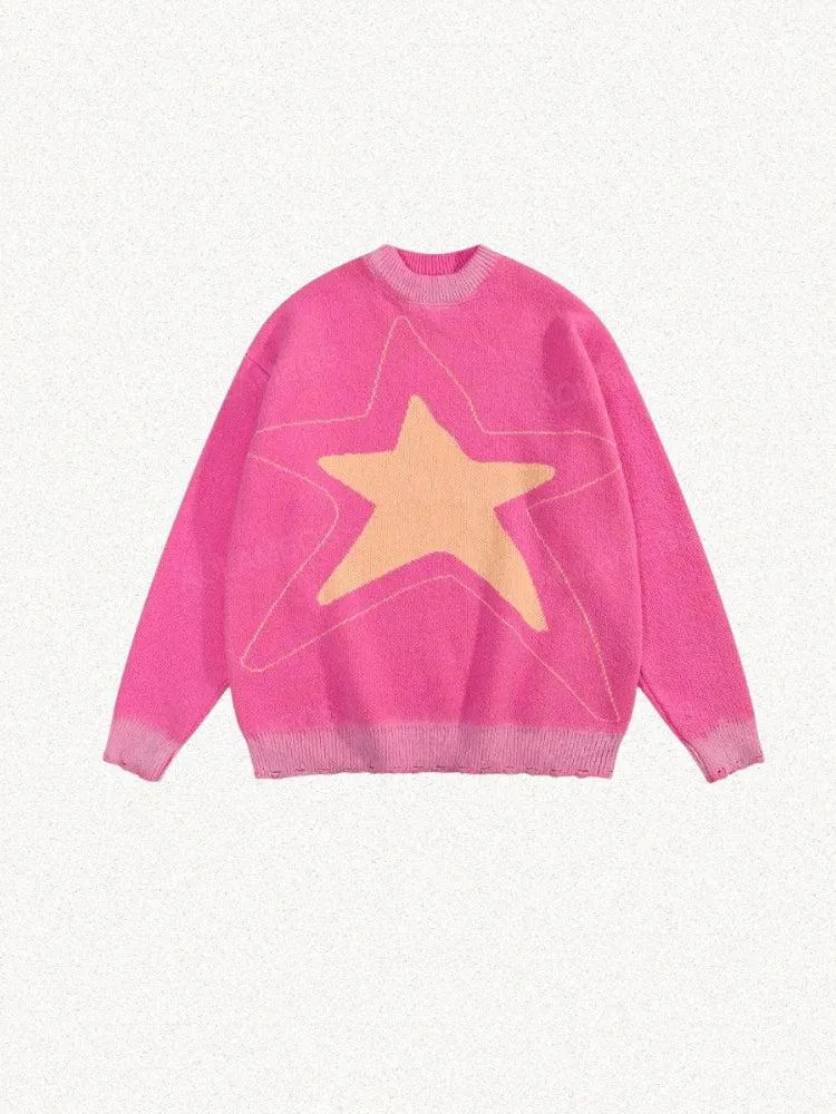 Y2K Sweater Star Distressed 