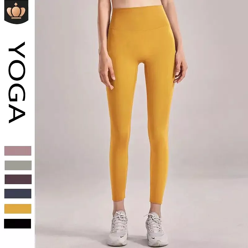 Yoga Leggings for Women - High-Waisted, Line-Free, Nude Feel, Tummy Control, Hip-Lifting Capris.