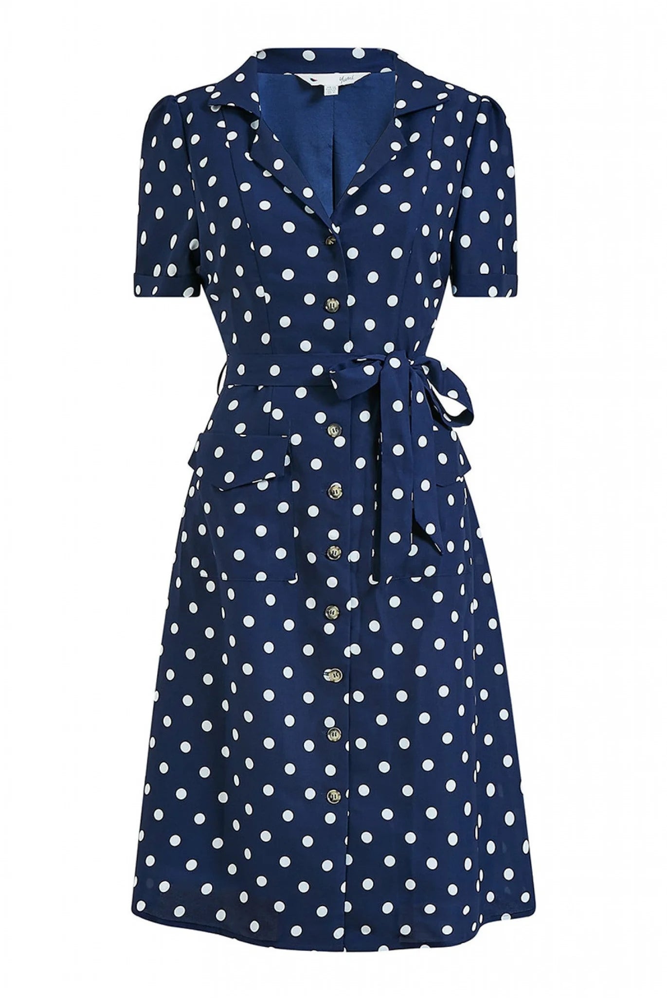 Yumi Retro Shirt Dress with Navy Spot Print