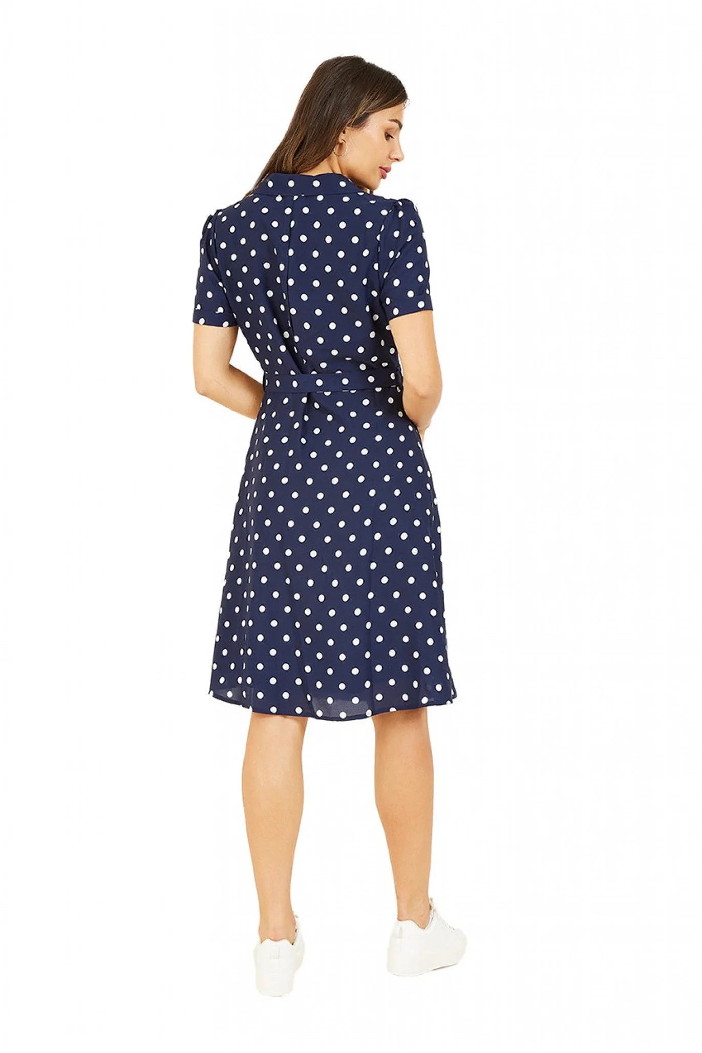 Yumi Retro Shirt Dress with Navy Spot Print