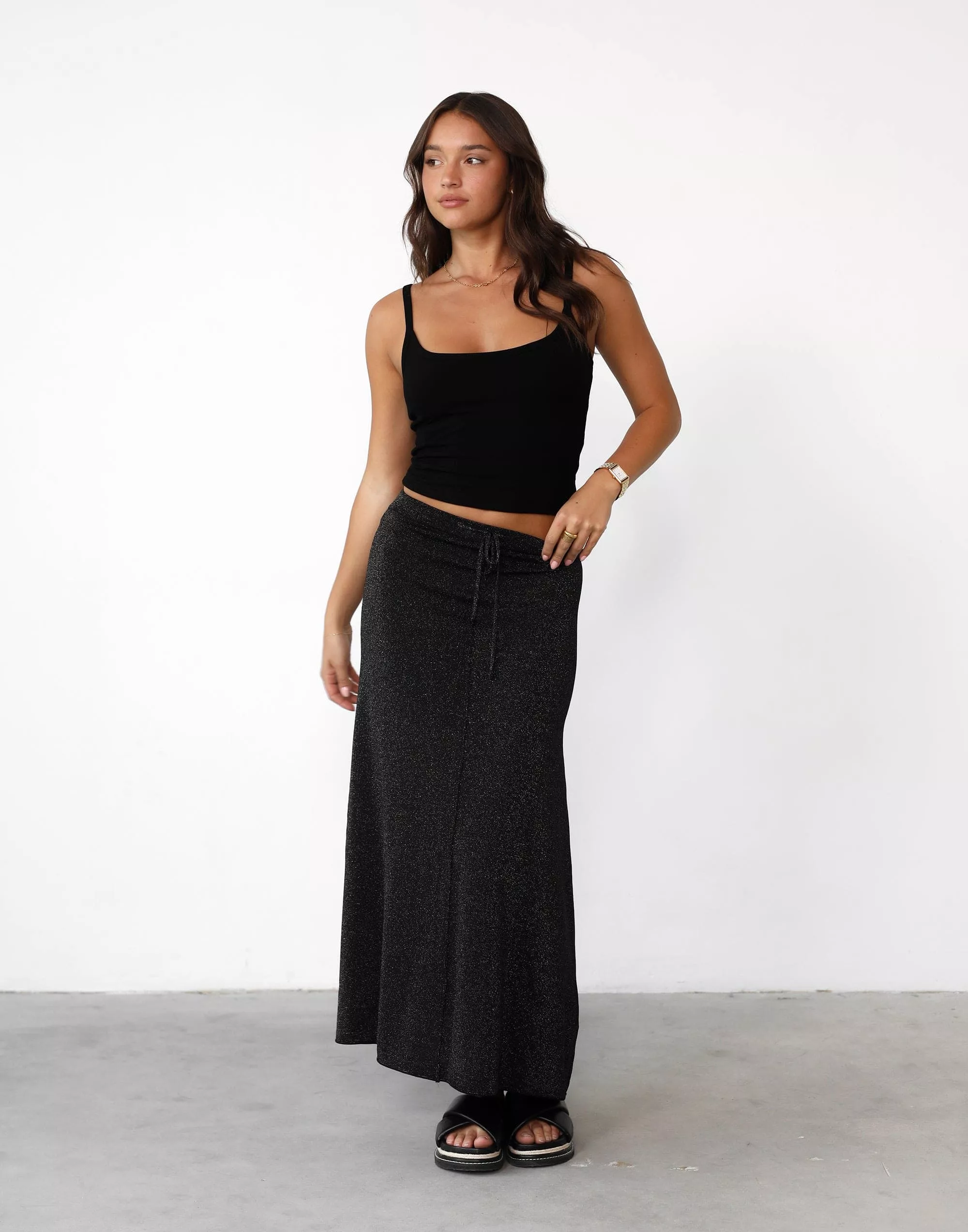 Zerah Black Maxi Skirt